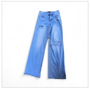 Ashley Mason Light Blue Distressed Flare Jeans